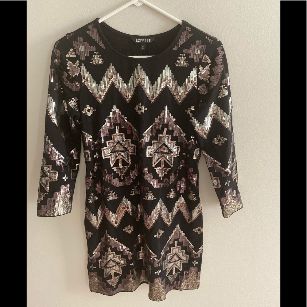 Express Black and sequined cocktail dress